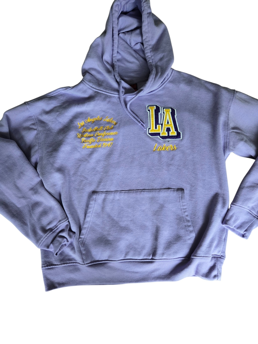 Los Angeles Lakers Hoodie Lilac Medium NBA Ultra Game Unisex Embroidered